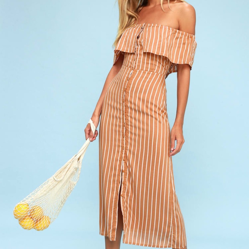 Off the shoulder button up dress!
